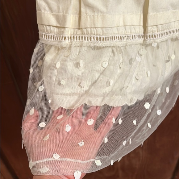 NWOT See by Chloe Cream Sheer Polka Dot SequinTop, size 6 / 42 - Picture 2 of 8